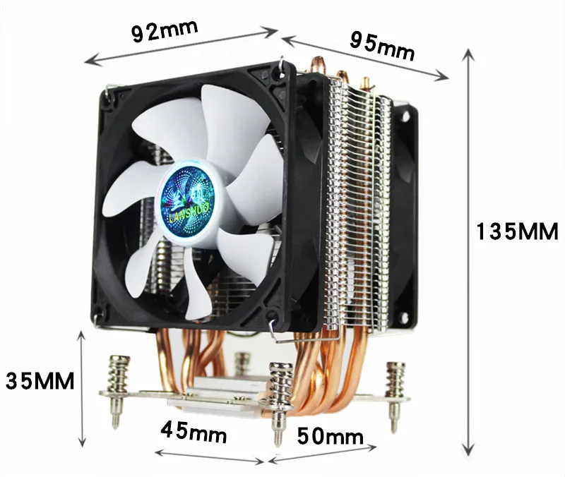 3/4PIN RGB светодиодный кулер для процессора 6-HEATPIPE 12 в 9 см двойной вентилятор охлаждения радиатора для LGA 2011X79X99X299