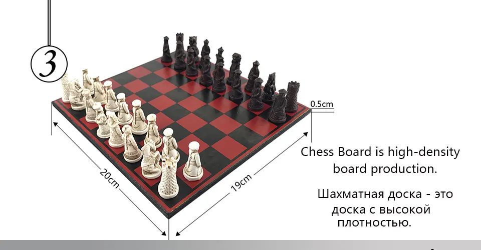 Easytoday Traditional Chess Wooden Games Set Synthetic Wood Chess Board Antique Resin Chess Pieces High Quality Game Gift (3)