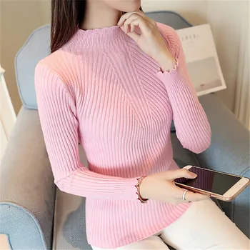 

2020 Limited Sale Blusas De Inverno Feminina The Pullover Female Spring Ladies Flounced Korean Slim Sleeved Shirt Sweater