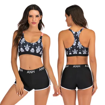 

Tankini Women Two Pieces Swimwear Large Size Swim Suit Swimsuit Fashion 2019 Sports Vest Split Bikini Animal Polyester Sierra