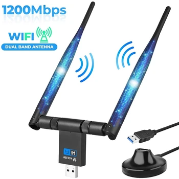 

1200Mbps USB Wifi Adapter Dual Band 5GHz 2.4Ghz Wireless Wifi Antenna Dongle Network Card with Stand for Windows XP/10/8