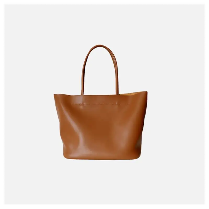 

Coated Cowhide Leather Bag Solid Color Handbag Large Capacity Composite Bag cowhide shoulder 2020 New Arrival Women Tote bag