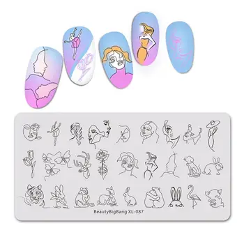 

Beautybigbang Nail Stamping Plates Art Geometry Deer Lines Face Image New Style Rectangle Nail Template Stamping Plates XL-087