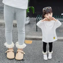 Детские осенние однотонные леггинсы; коллекция года; Детские Стрейчевые брюки в Корейском стиле; модные Универсальные леггинсы для маленьких девочек