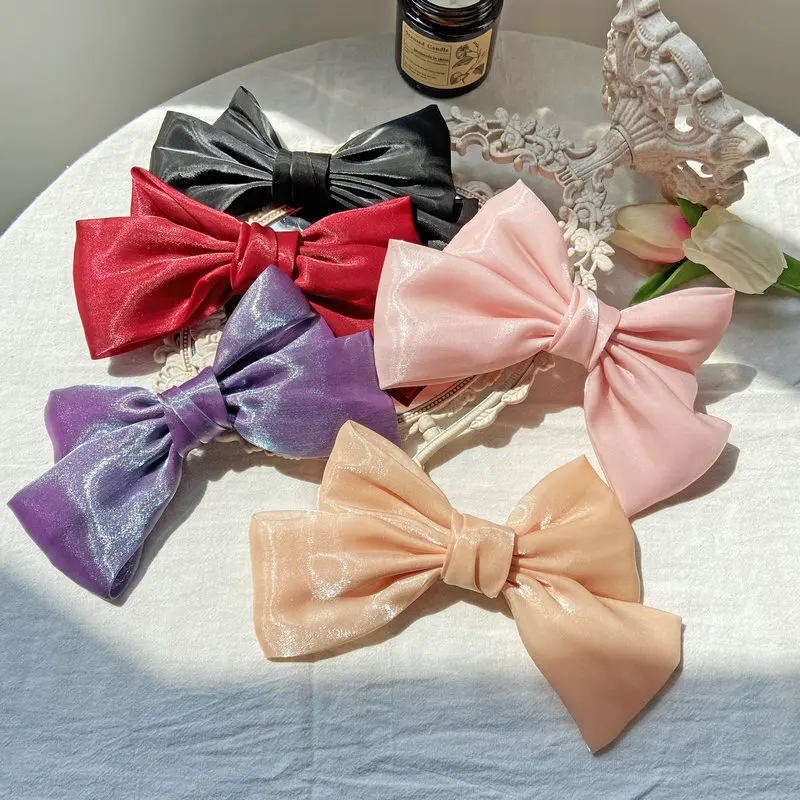 2021 Fashion Girls Retro Black Velvet Bow Hairpin Ladies Wedding Long Satin Ribbon Korean Hairpin Hair Accessories Headdress