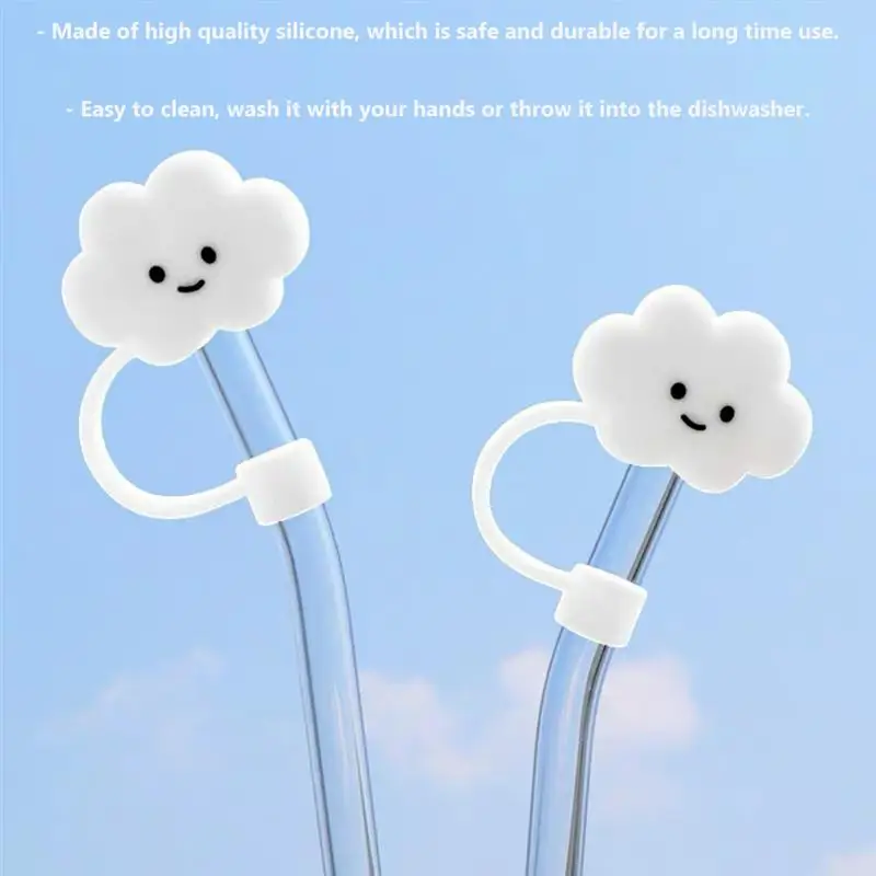 2pcs   Straw Plug Interesting Better Vivid Protector Caps Cloud Shape Straw Tips Cover Daily Supplies for Party