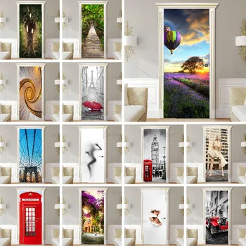 

Creative Art Poster London Street Waterproof Wallpaper Self-Adhesive 3D Door Sticker Print Picture Home Decoration Wardrobe Door