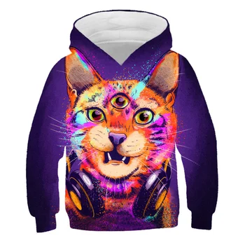 

Cute Cat And Abstract Cat 3D Printing Hoodie Winter And Autumn Hooded Sweatshirt For Boy/Girl Clothes Long Sleeve Pullover Top