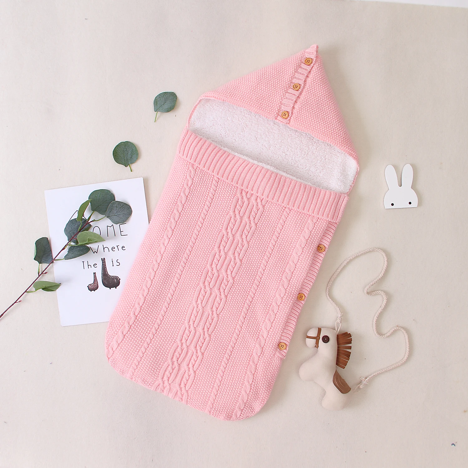 Baby Sleeping Bags Envelopes 0-6M Autumn Winter Thick Sleep sacks For Infant wheelchair Solid Knit Newborns Swaddle Wrap Cocoon