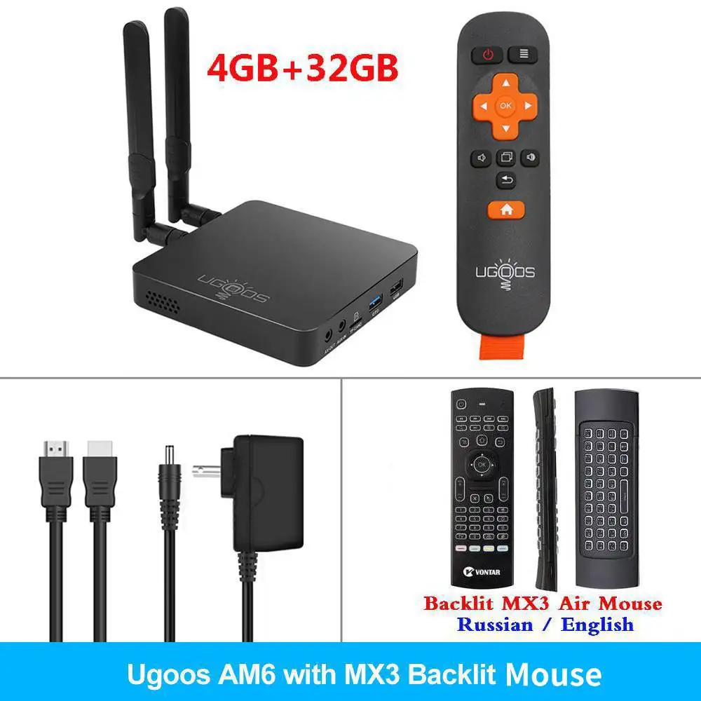 4GB32GB MX3 UGOOS AM6 ТВ приставка Android 9,0 Amlogic S922X AM6 PRO 4K медиаплеер DDR4 4 Гб ram 32 ГБ rom 2,4/5G WiFi 1000M LAN BT 2G16G OTA - Цвет: 4GB32GB MX3