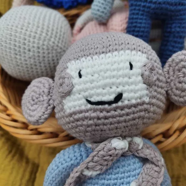 Handmade Rabbit Monkey Crochet Wool Doll Animal Stuffed Plush Toy Baby Soothing Baby Sleeping Plush Toy Gifts for Kids Birthday 4