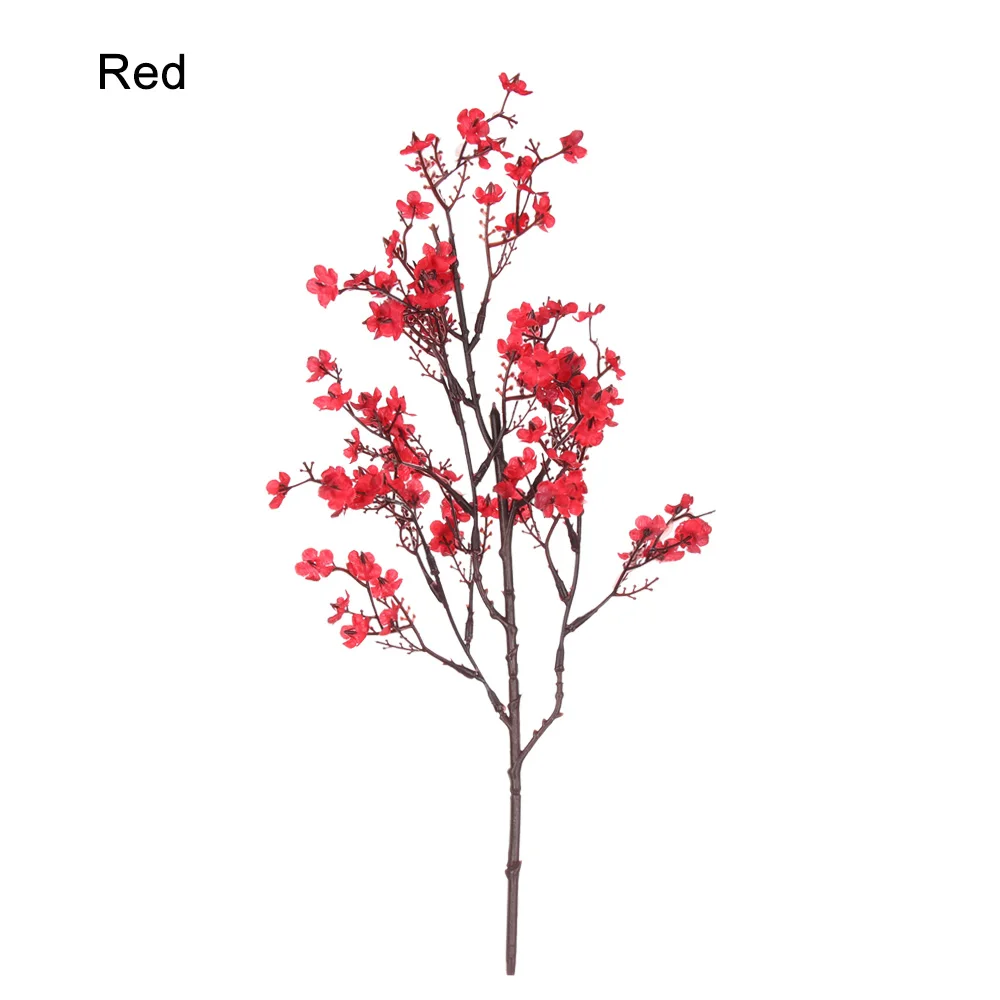 1 филиал Искусственные цветы искусственный Гипсофилы симуляция вишни цветы Свадебный букет Цветочная композиция Вечерние - Цвет: Красный