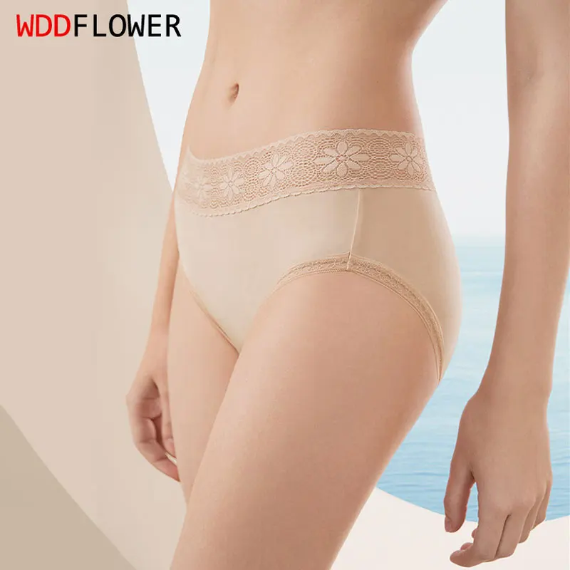 Women Panties 100 Pure Silk Thin Lace Midrise Briefs Healthy