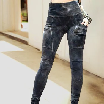 

PLUS SIZE Women Gothic Punk Leggings Printed Skinny Pants With Pocket