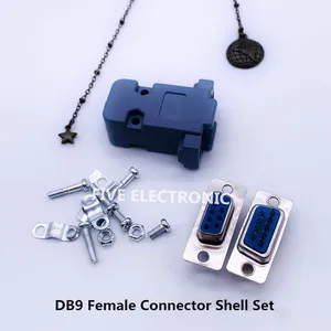 RS232 Socket Plug DB9 Female/Male/Shell Set 9pin-Serial-Port Wire-Solder Type 2Rows Connector