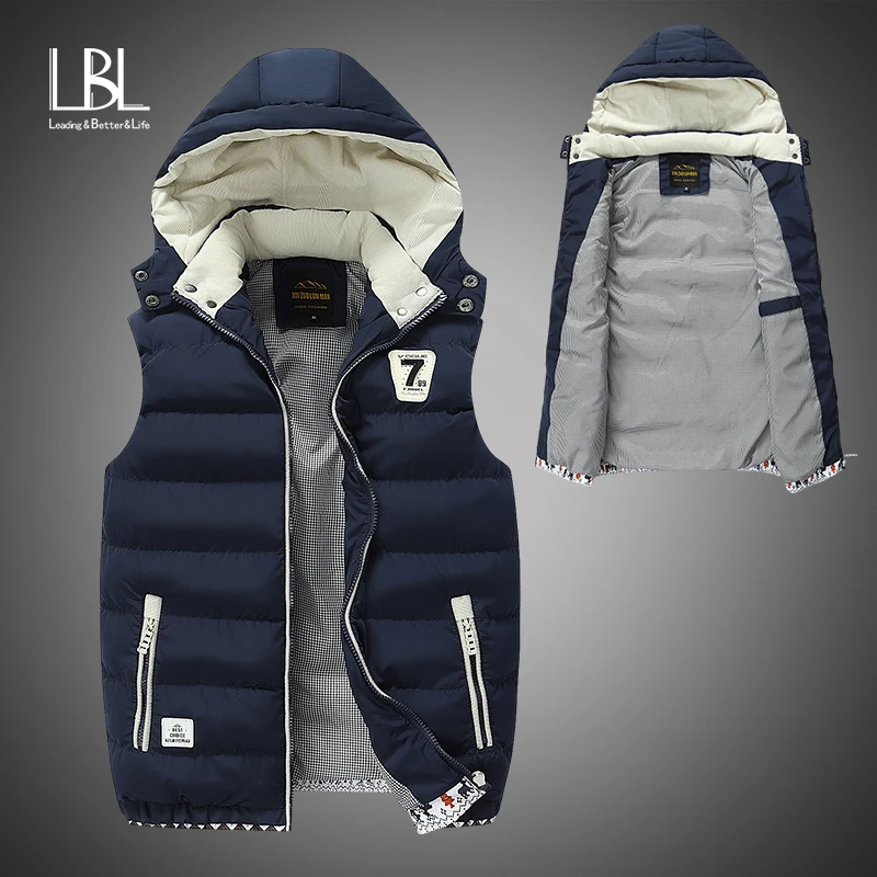 Мужской жилет новый бренд 2019 Осенние теплые куртки без рукавов мужские зимние