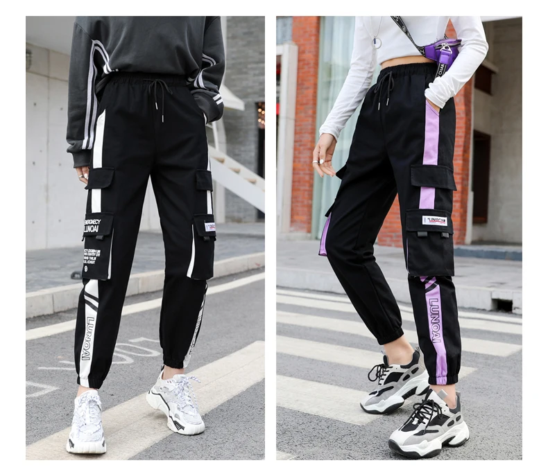 NEW 2020 HOT Women'Pants High Waist pants Big Pockets Cargo pants Baggy Tactical Trouser Loose Streetwear hip hop joggers pants NEW 2020 HOT Women'Pants High Waist pants Big Pockets Cargo pants Baggy Tactical Trouser Loose Streetwear hip hop joggers pants