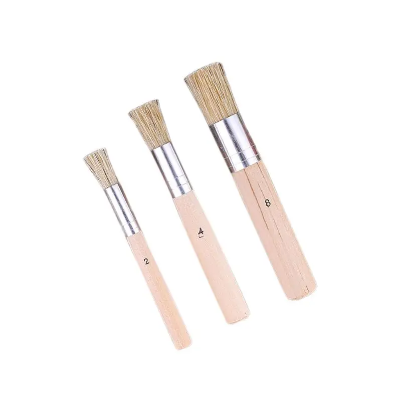 

Wooden Stencil Brush Set 3Pcs Natural Bristle Template Paint Brushes U4LD