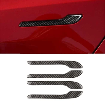 

Outside Door Handles Decoration Stickers for Tesla Model 3 2017 2018 2019 Real Carbon Fiber Car Accessories for Tesla Model 3