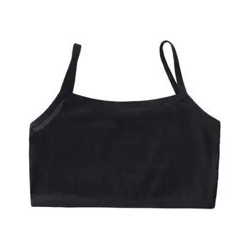 

Puberty Girls Camis Training Bra Spaghetti Strap Solid Color Ribbed Underwear U50F