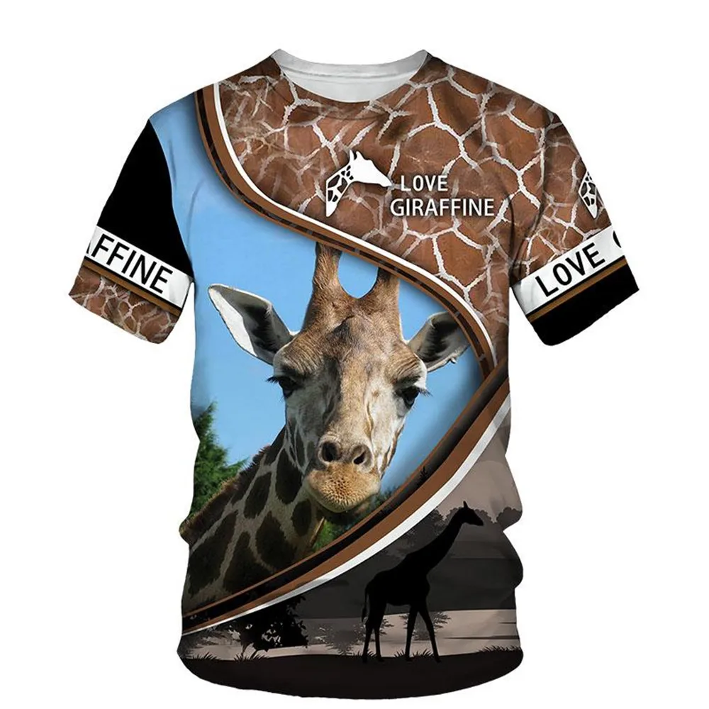 

HX Love Giraffine Men T-shirt Newest 10 Design Love Animals Series Men Clothing Women Pullovers Tops Harajuku Streetwear