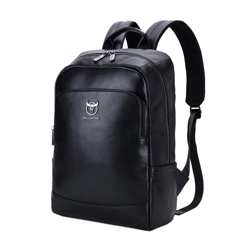 

Bullcaptain Leather Multi-Function Men'S Computer Backpack Fashion Simple Mens Travel Bag Men'S Storage Bag