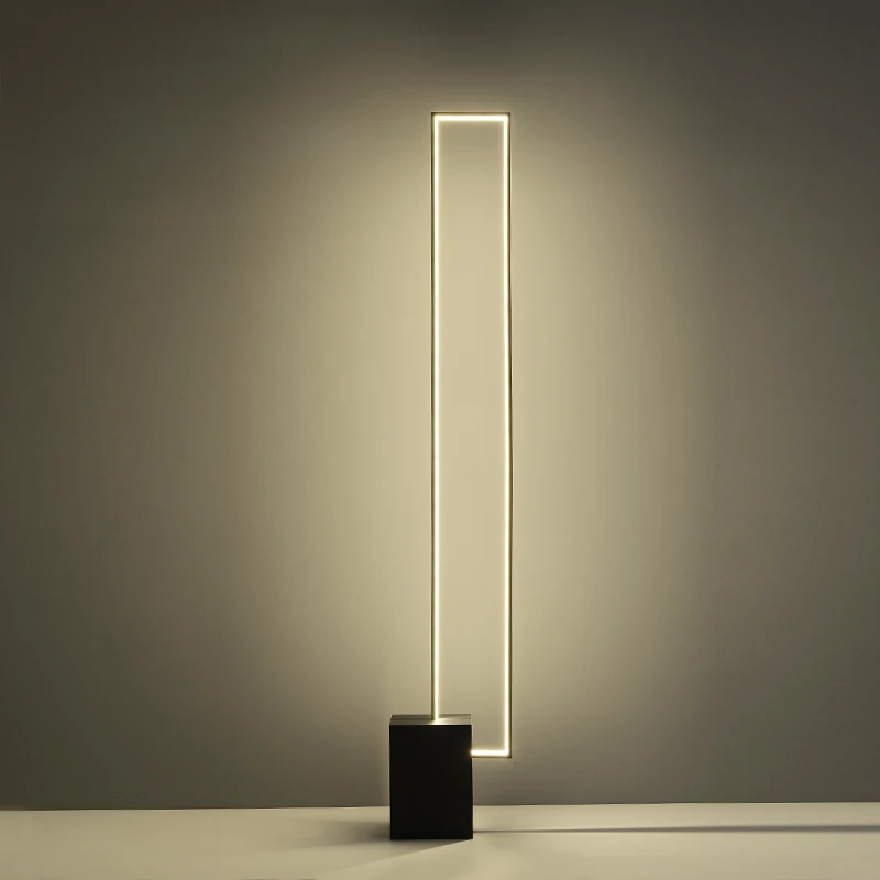 Luminária de Chão Preto com Botão Lâmpada de Equilíbrio Minimalista