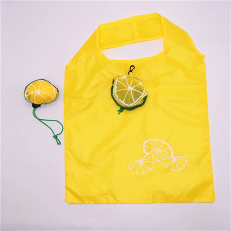 1 шт. Экологичная складная сумка для покупок с рисунком фруктов и цветов, многоразовая Полиэфирная Сумка через плечо, женские портативные сумки для продуктов - Цвет: Цвет: желтый