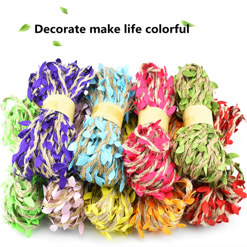 10 Meter Silk Leaf-Shaped Handmake Artificial green Leaves Trim Ribbon DIY Craft Wedding Decoration 7LS90 ribbon decoration,ribbon supplies