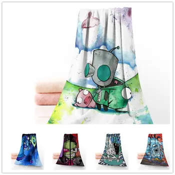 

Custom Invader Zim 35*75cm Face Towels Facecloth Bamboo Fiber Washcloth Quick drying Sports Towel