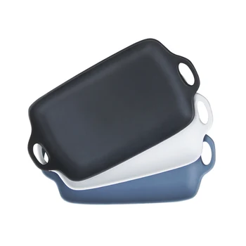 

Nordic Binaural Rectangular Ceramic Bakeware Household Dinner Plates Dishes Breakfast Plates Western Food Plates Tableware