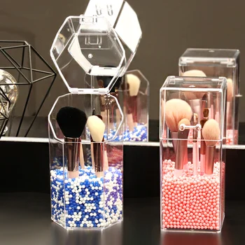 

Dust-proof Acrylic Cosmestic Brush Storage Box With Cover And Pearls Eyeliner Eyebrow Pencil Storage Case Dresstable Organizer