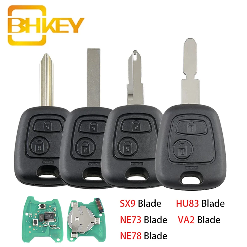 BHKEY умный Автомобильный ключ с 2 кнопками для Citroen C1 C2 C3 C4 Saxo Picasso Xsara Peugeot 106 206 306 307 107