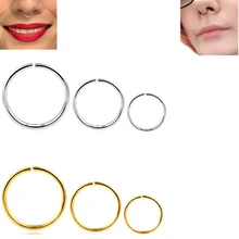 Новинка, 1 шт., сталь, 20 г, изящные кольца из искусственного золота, серебра, чистые кольца для носа, накладная перегородка, обруч, ноздри, пирсинг, клипса на тело, пирсинг, ювелирное изделие, подарок
