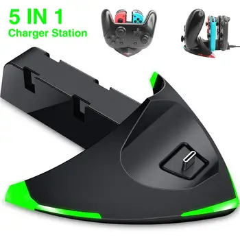 

Charger Station Stand Dock for Switch Pro Controller 5 in 1 Charging Dock for Nintend Switch NS Joy-con with LED Indicator
