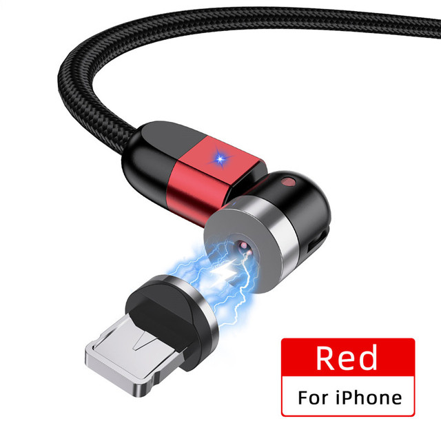2m LED 540 Rotate Magnetic Cable Micro Type C Phone Cable For iPhone12 Pro XS Max Samsung Xiaomi USB C Cord Wire Cable