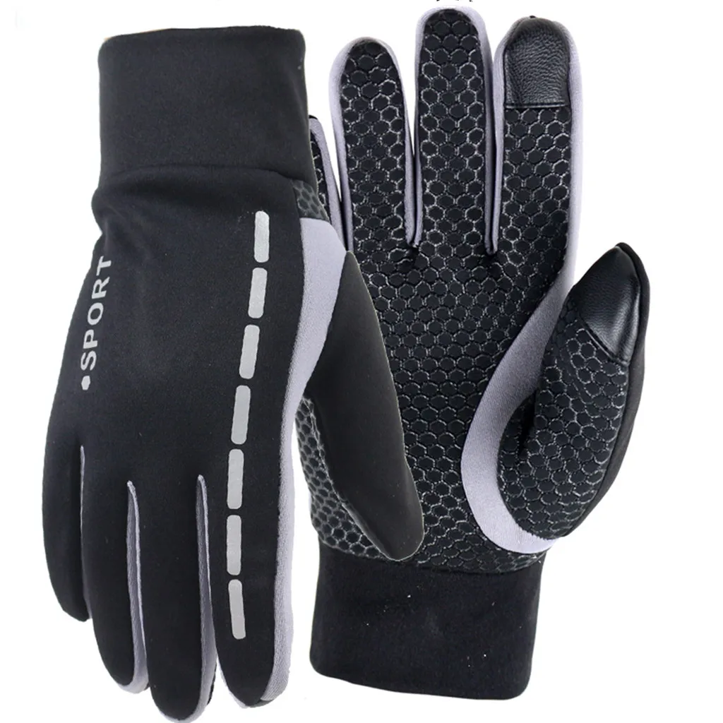 Мужские зимние перчатки с противоскользящим эластичным манжетом, теплые мягкие перчатки для мужчин, водонепроницаемые спортивные перчатки для вождения, велоспорта, теплые перчатки# L10