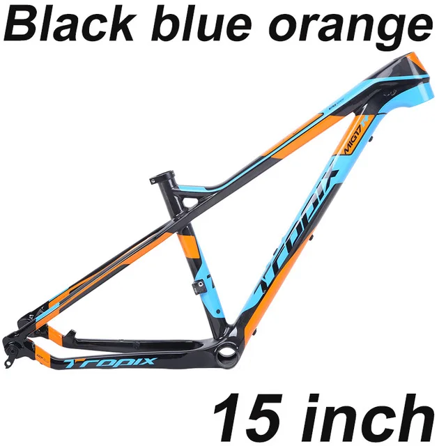Black blue orange 15 Tropix рама карбоновая для горного велосипеда 27,5 er 142 мм* 12 мм через ось велосипедная Рама T800 углеродное волокно 15 17 дюймов bb90 650B MTB xc 2019new - Цвет: Black blue orange 15