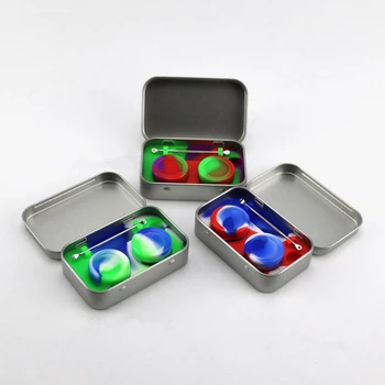 

2*5ml Silicone Wax Container with Carving Dab Tool Jar 4-in-1 Kit Dabber Concentrates Metal Tin Box for Glass Water Bubbler Pipe