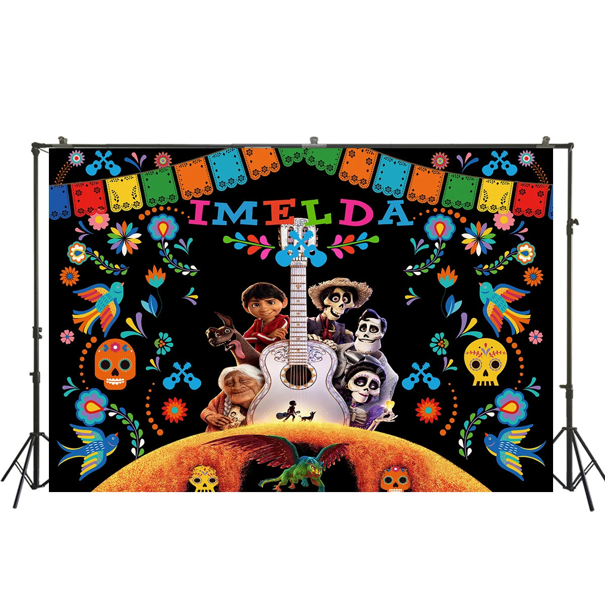 

Day of The Dead Fiesta Photo Backdrop Mexican Fiesta theme Sugar Skull Dress-up Party Banner Decoration Photo background W-3369