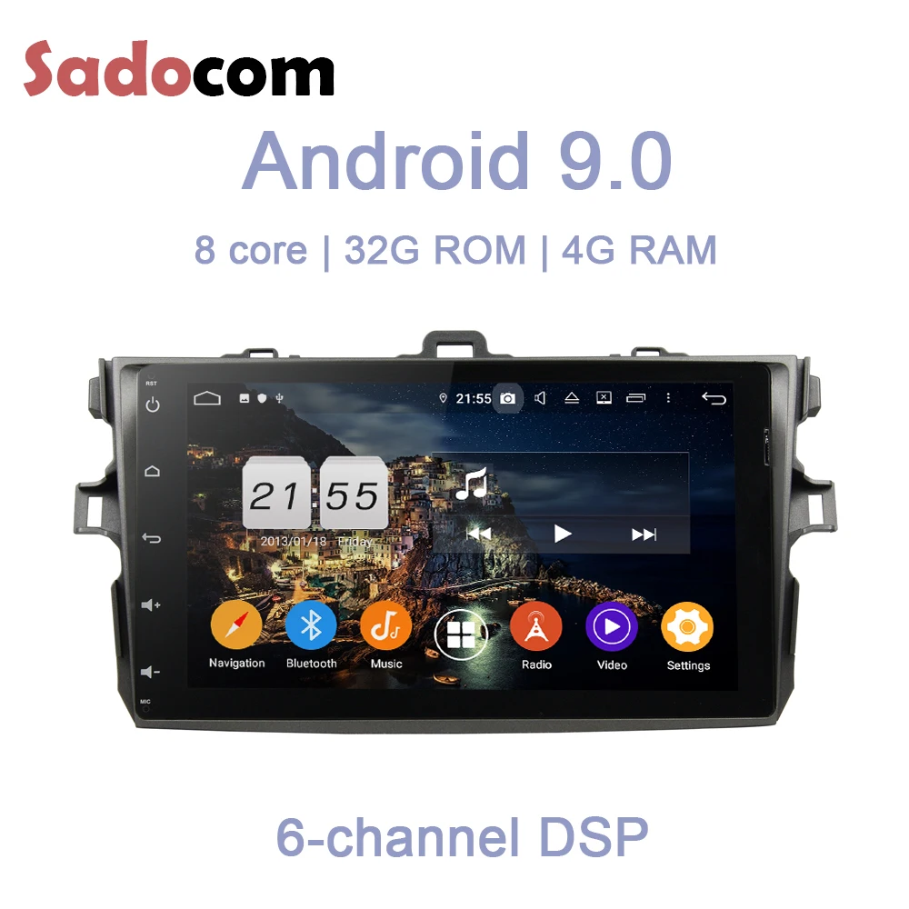 TDA7851 Android 9.0 For Toyota Corolla 2006- 2011 4GB RAM+32GB+ 8core Car DVD Player Wifi RDS RADIO GPS Glonass bluetooth 4.0