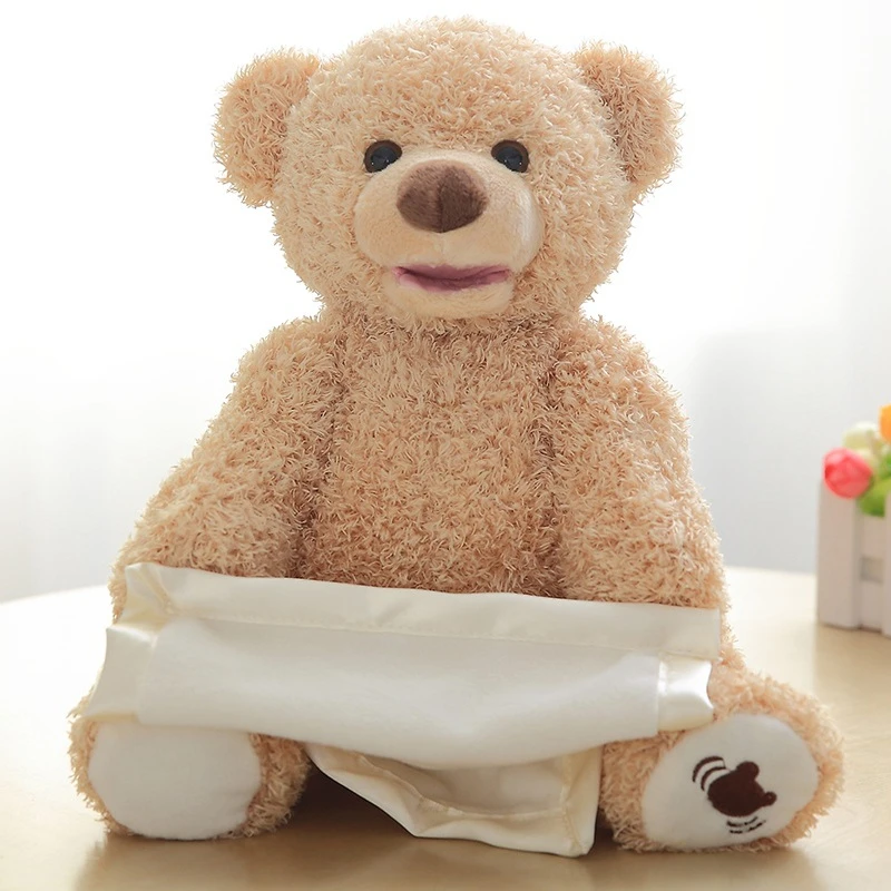 

30cm Peek a Boo Teddy Bear Play Hide Seek Lovely Cartoon Stuffed Kids Birthday Xmas Gift Cute Electric Music Bear Plush Toy