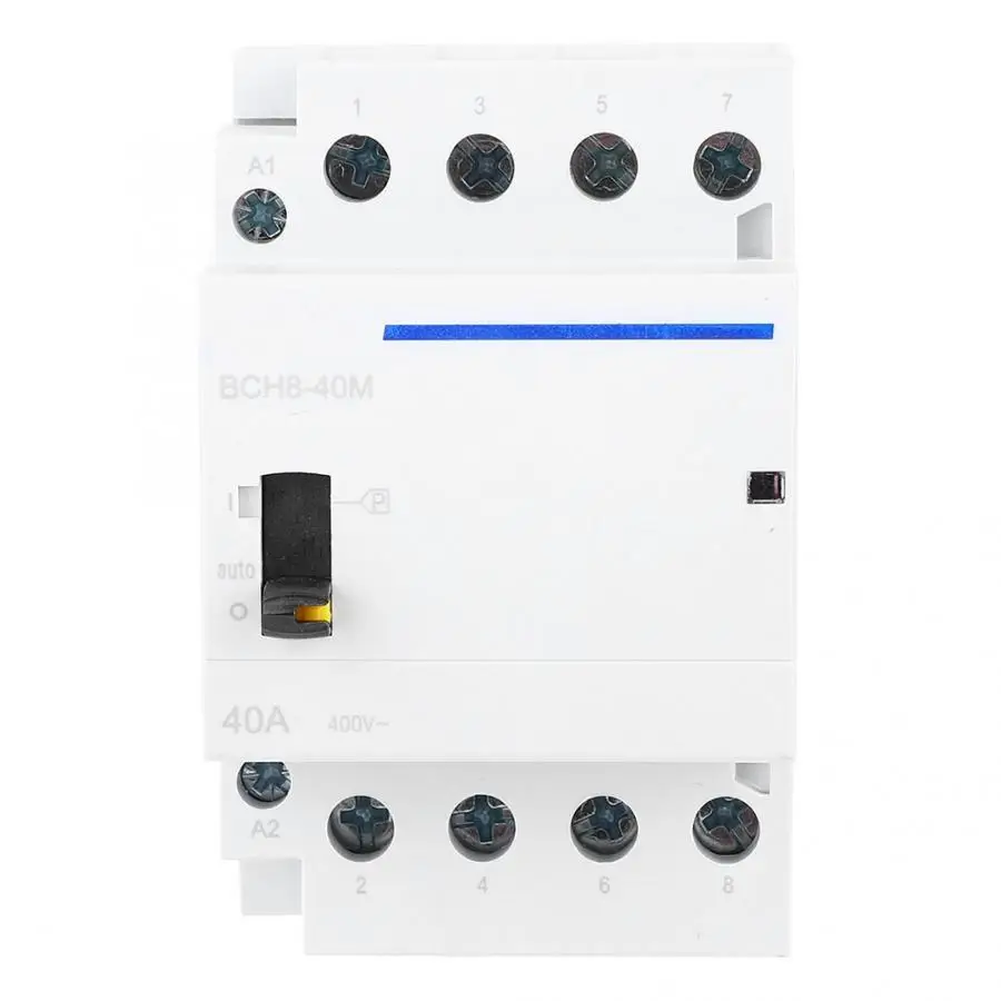 BCH8-40M 4P 40A 230V 50/60 Гц бытовой AC Контактор В соответствии с стандартом с ручным Управление переключатель Din Rail AC Контактор 4NO 2NO/2NC 4NC