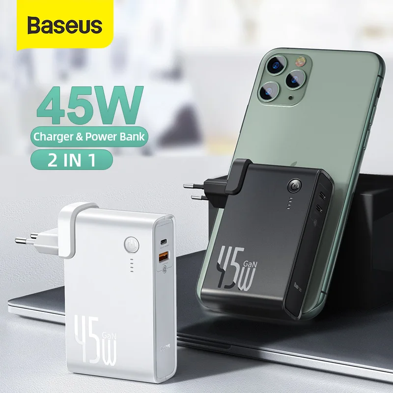 

Baseus GaN Power Bank USB Charger 10000mah Powerbank for Xiaomi 45W PD Fast Charging Charger For iPhone QC.4.0 Power Bank