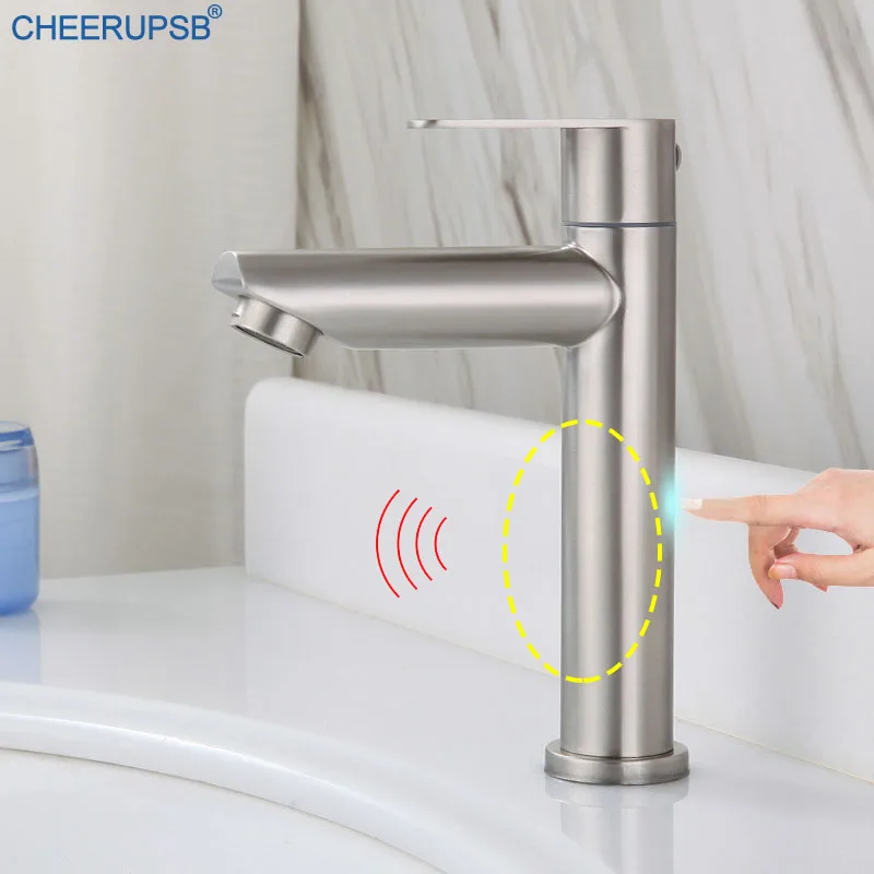 Матовый смеситель для раковины сенсорное крепление на палубе однорычажный