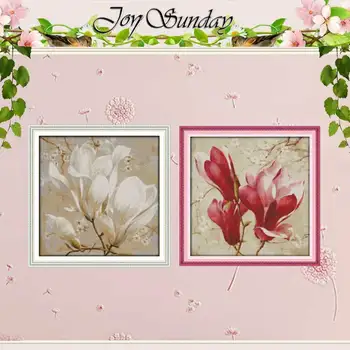

Magnolia flower Patterns Counted Cross Stitch 11CT 14CT Cross Stitch Set Wholesale Cross-stitch Kit Embroidery Needlework