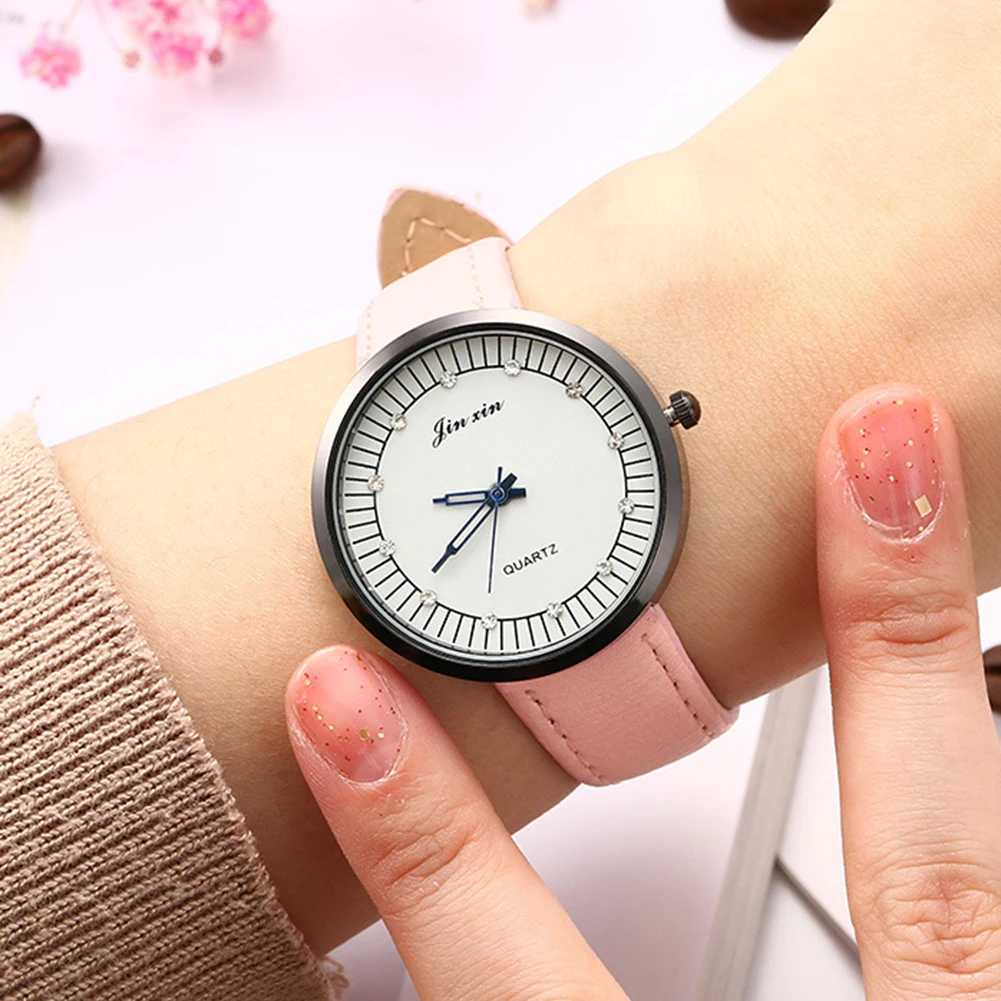 Винтажные минималистичные женские Стразы аналоговые повседневные кварцевые наручные часы с ремешком из искусственной кожи подарок zegarek damski