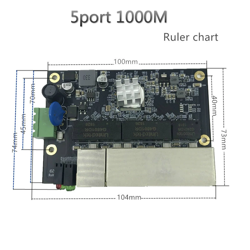 Промышленный Коммутатор Ethernet модуль 5 портов неуправляемый 100/1000 Мбит/с PCBA плата OEM Авто-зондирования порты PCBA материнская плата OEM