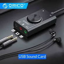 ORICO Портативный USB внешняя звуковая карта Микрофон Наушники типа «два-в-одном» с доставкой в течение 3-Порты и разъёмы Выход регулировки громкости для Windows/Mac OS/Linux