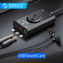 ORICO Портативный USB внешняя звуковая карта Микрофон Наушники два-в-одном с 3-Порты и разъёмы Выход Объем Регулируемый для Windows/Mac/Linux